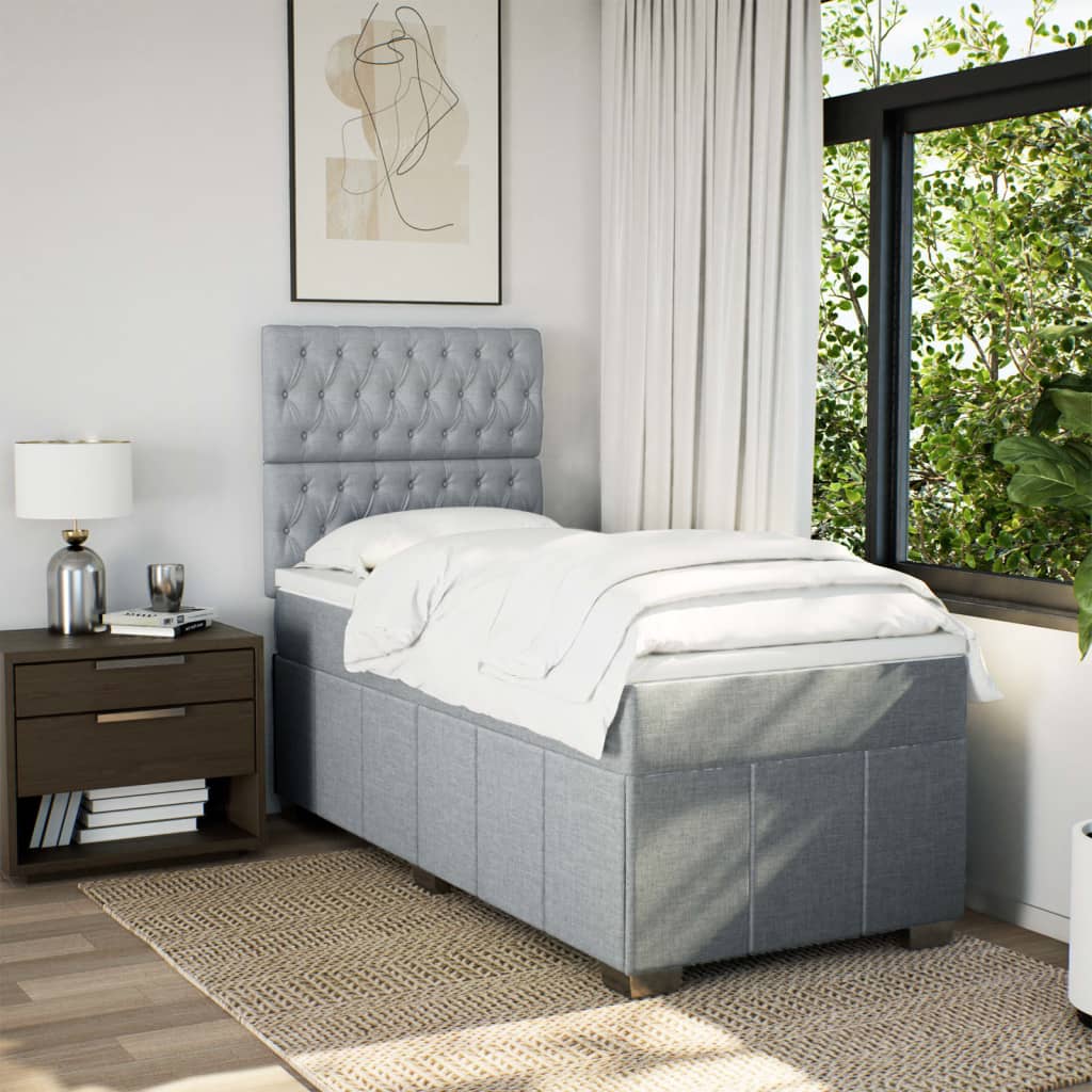 Giroletto a Molle con Materasso Grigio Chiaro 80x200 cm Tessuto
