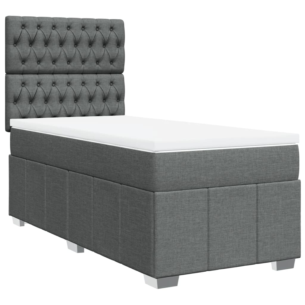 Giroletto a Molle con Materasso Grigio Scuro 90x200 cm Tessuto