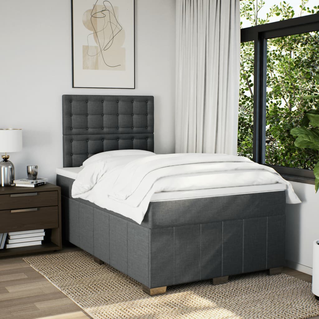 Giroletto a Molle con Materasso Grigio Scuro 120x200 cm Tessuto