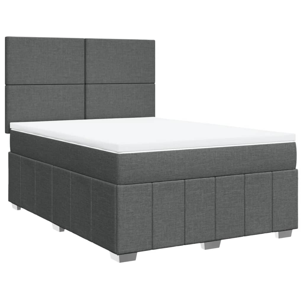 Giroletto a Molle con Materasso Grigio Scuro 140x200cm Tessuto