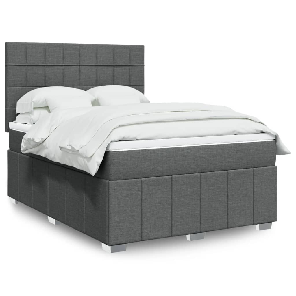 Giroletto a Molle con Materasso Grigio Scuro 140x200cm Tessuto