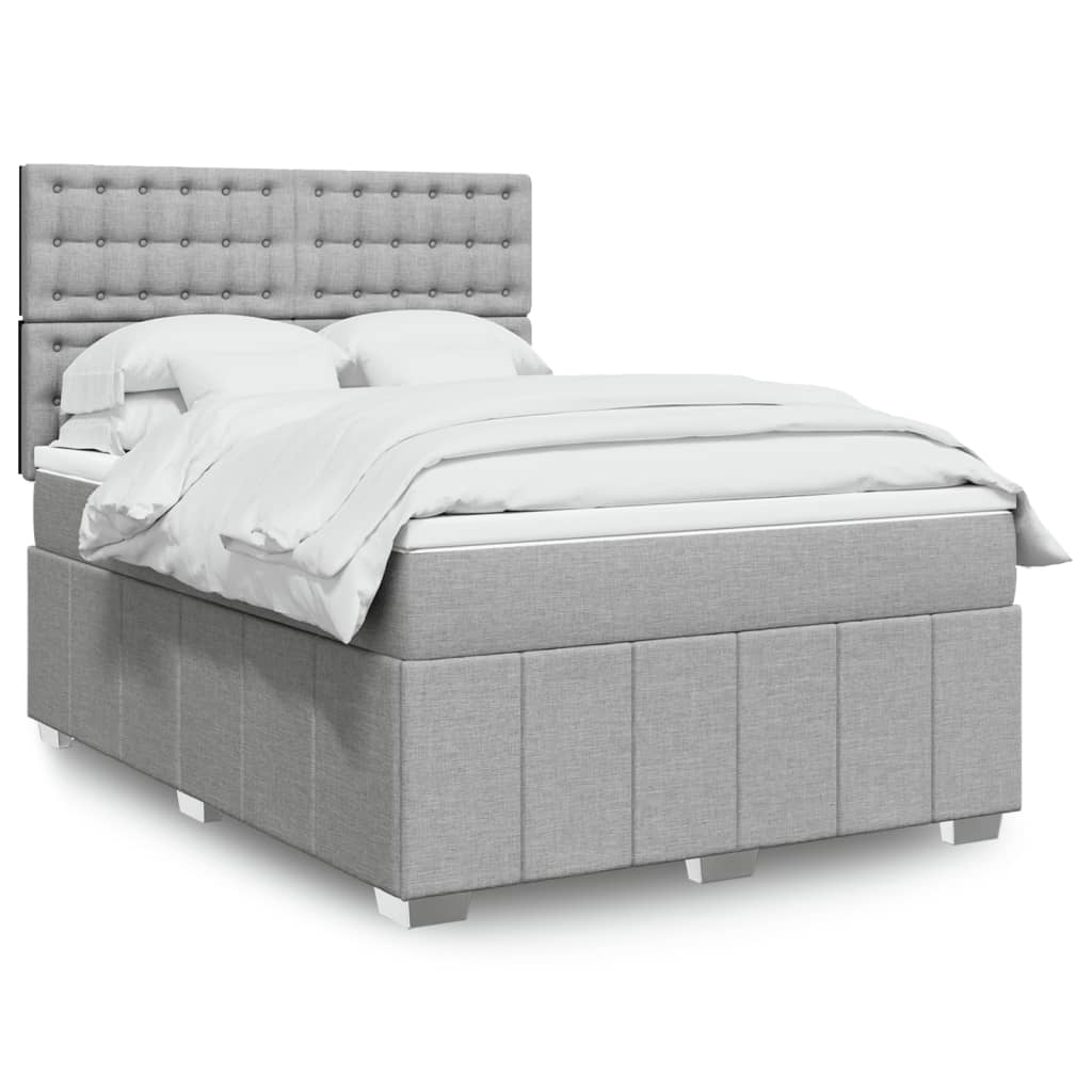 Giroletto a Molle con Materasso Grigio Chiaro 140x200cm Tessuto