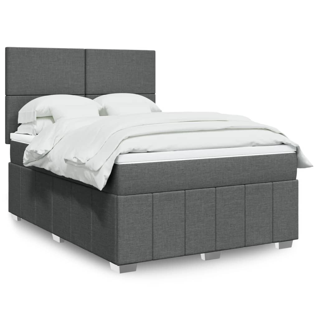 Giroletto a Molle con Materasso Grigio Scuro 160x200 cm Tessuto