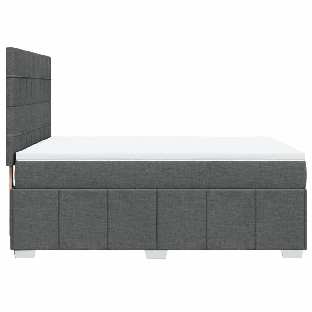Giroletto a Molle con Materasso Grigio Scuro 160x200 cm Tessuto