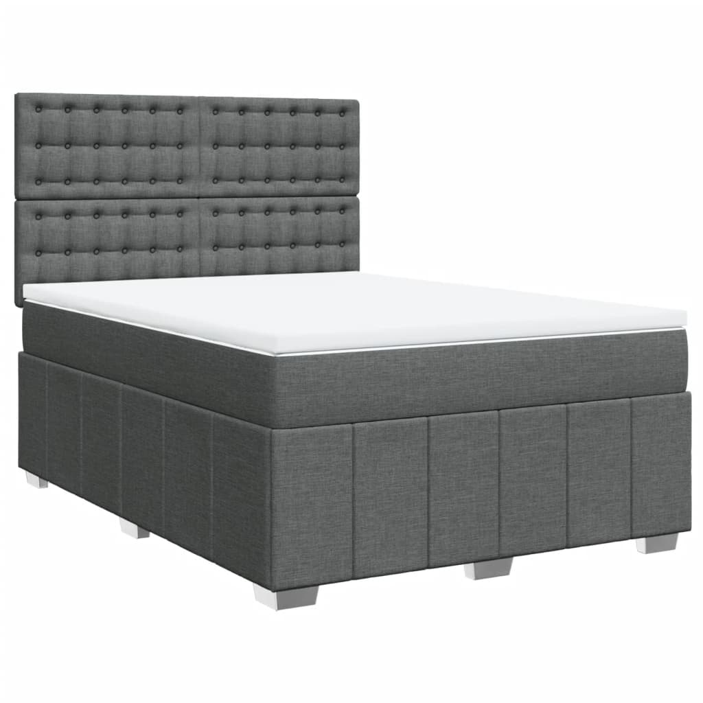 Giroletto a Molle con Materasso Grigio Scuro 160x200 cm Tessuto