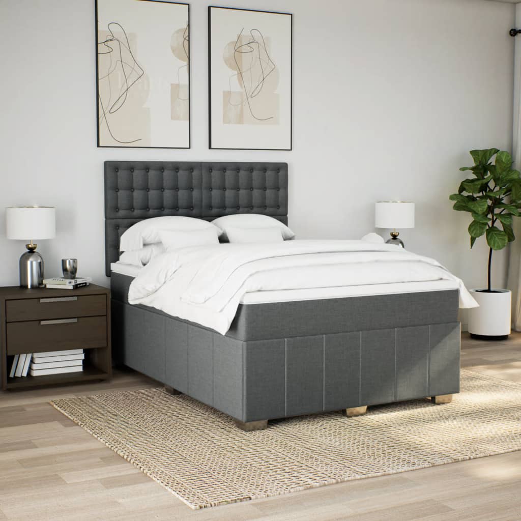 Giroletto a Molle con Materasso Grigio Scuro 160x200 cm Tessuto