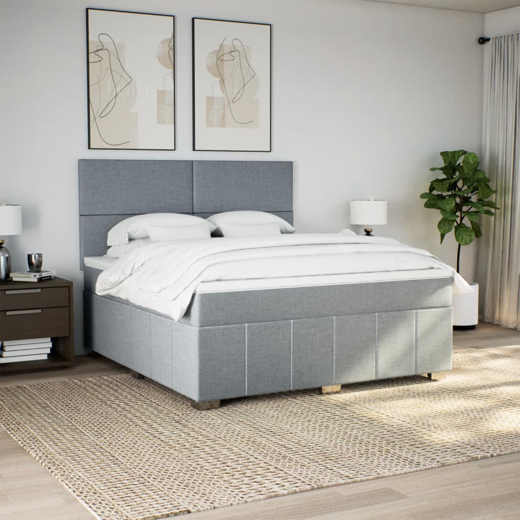 Giroletto a Molle con Materasso Grigio Chiaro180x200 cm Tessuto