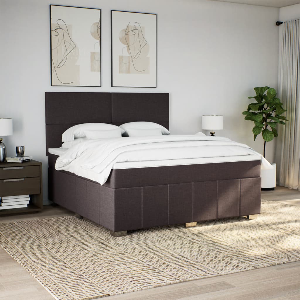 Giroletto a Molle con Materasso Marrone Scuro 180x200cm Tessuto