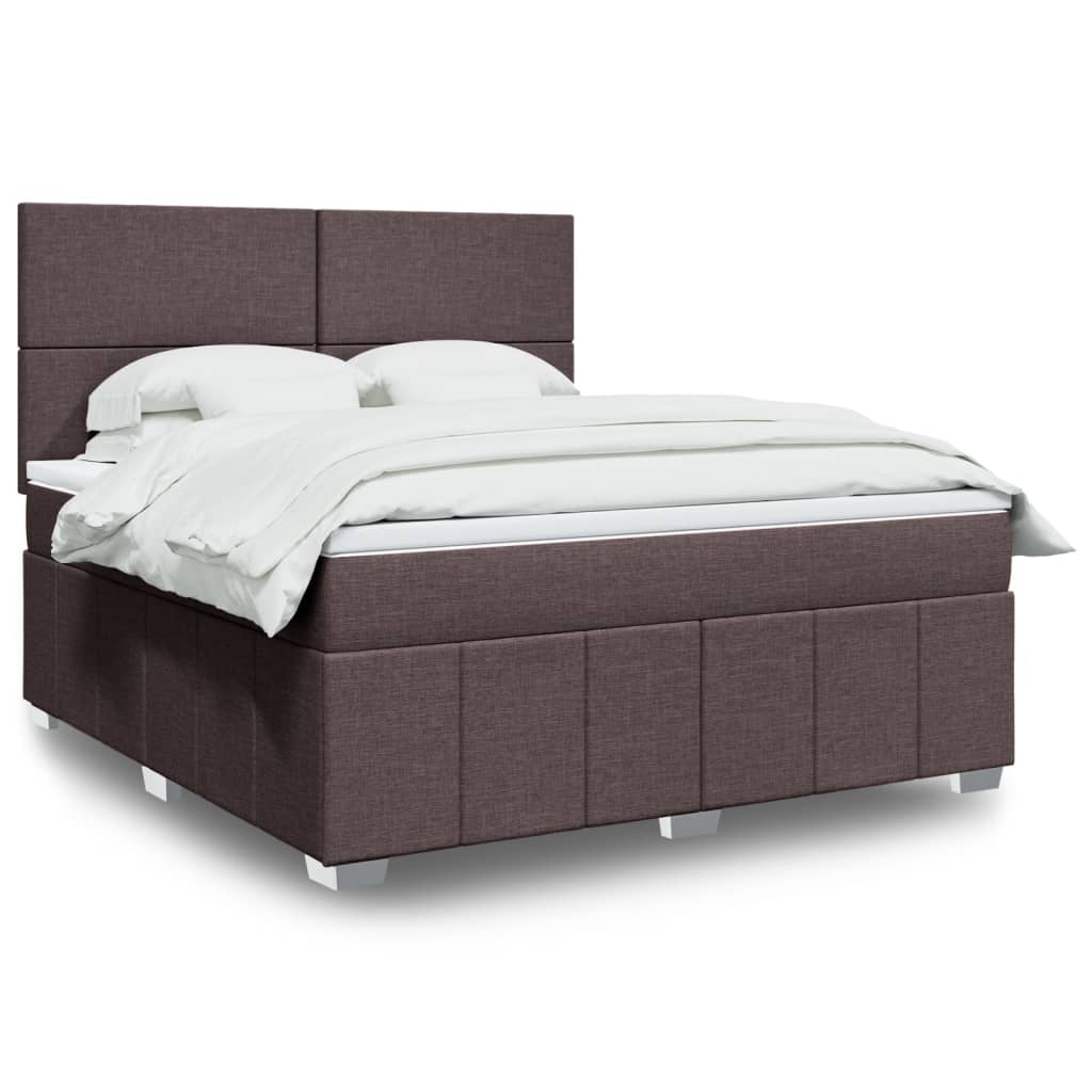 Giroletto a Molle con Materasso Marrone Scuro 180x200cm Tessuto