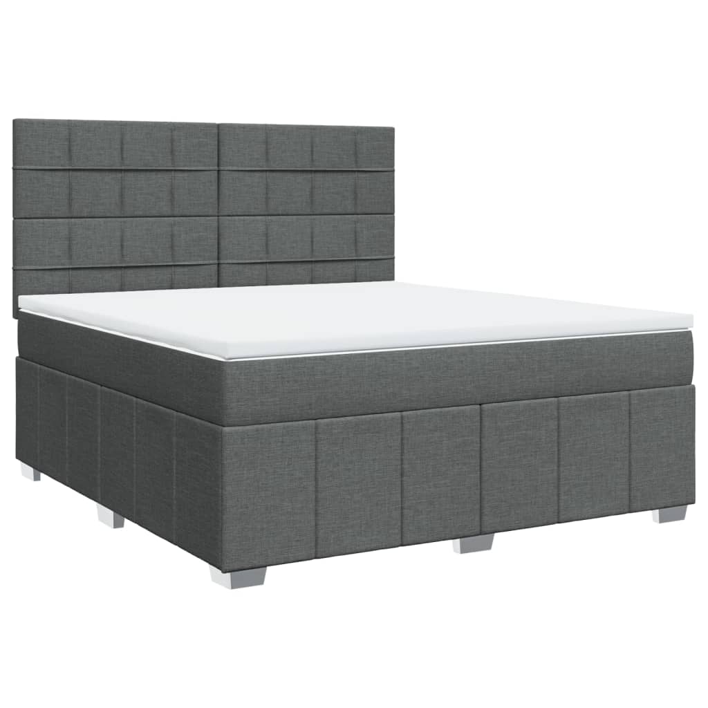 Giroletto a Molle con Materasso Grigio Scuro 180x200 cm Tessuto