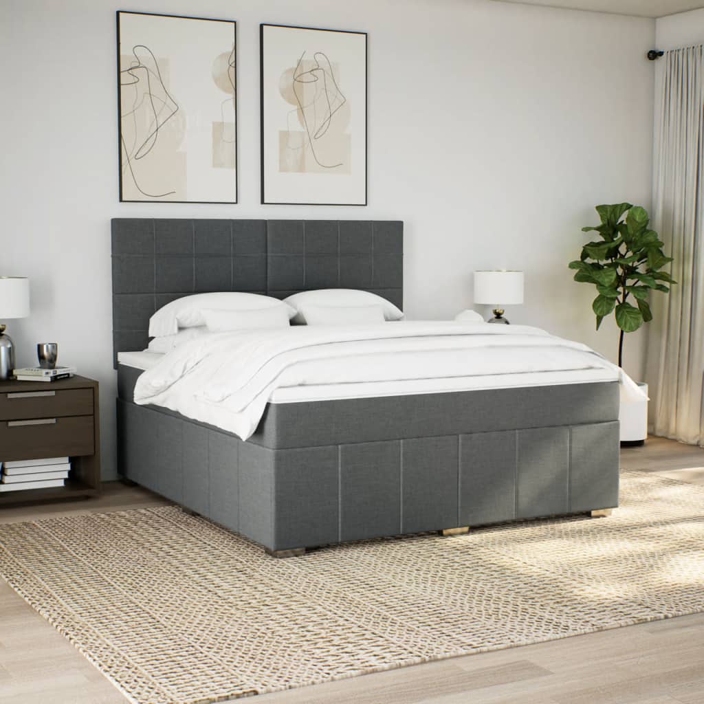 Giroletto a Molle con Materasso Grigio Scuro 180x200 cm Tessuto