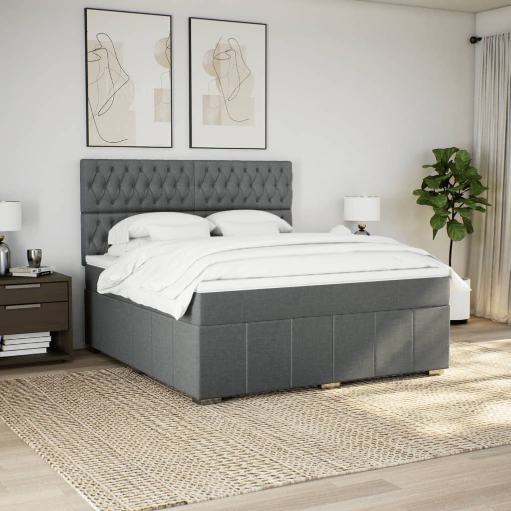 Giroletto a Molle con Materasso Grigio Scuro 180x200 cm Tessuto