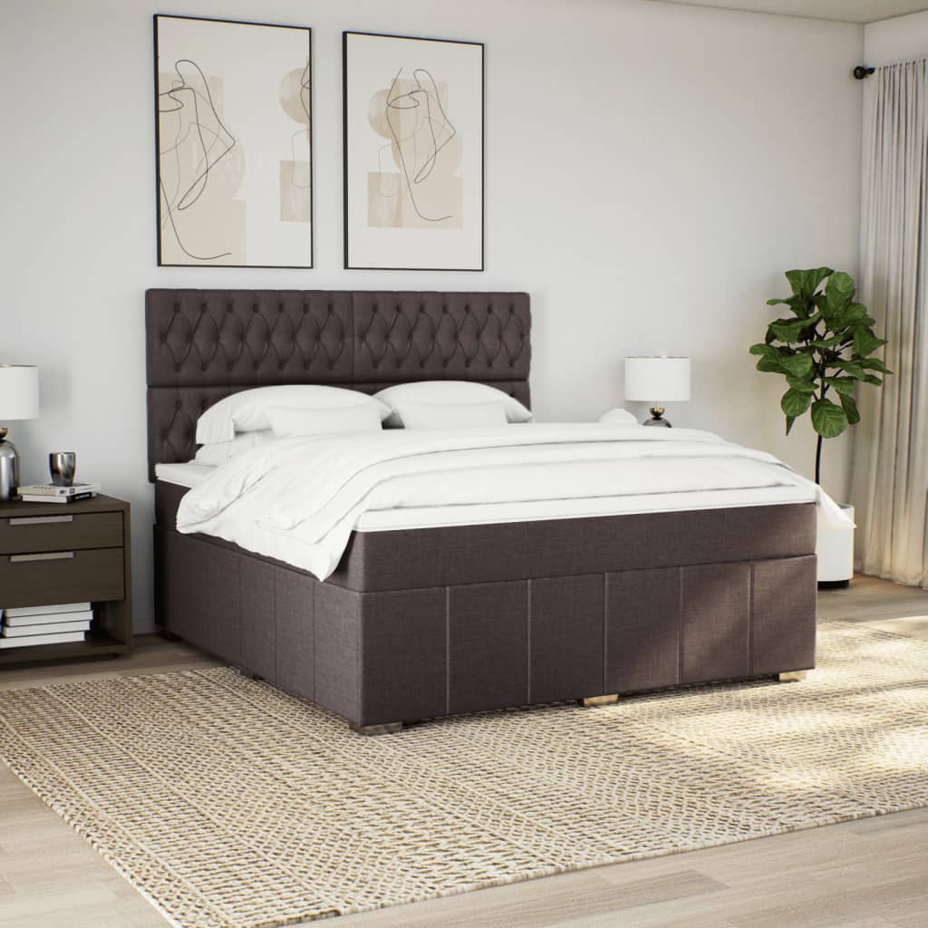 Giroletto a Molle con Materasso Marrone Scuro 180x200cm Tessuto