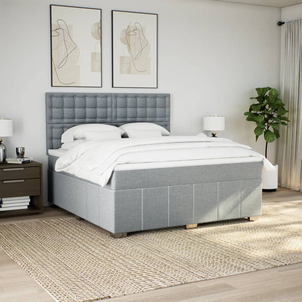 Giroletto a Molle con Materasso Grigio Chiaro180x200 cm Tessuto