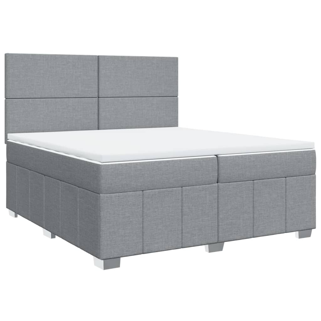 Giroletto a Molle con Materasso Grigio Chiaro 200x200cm Tessuto