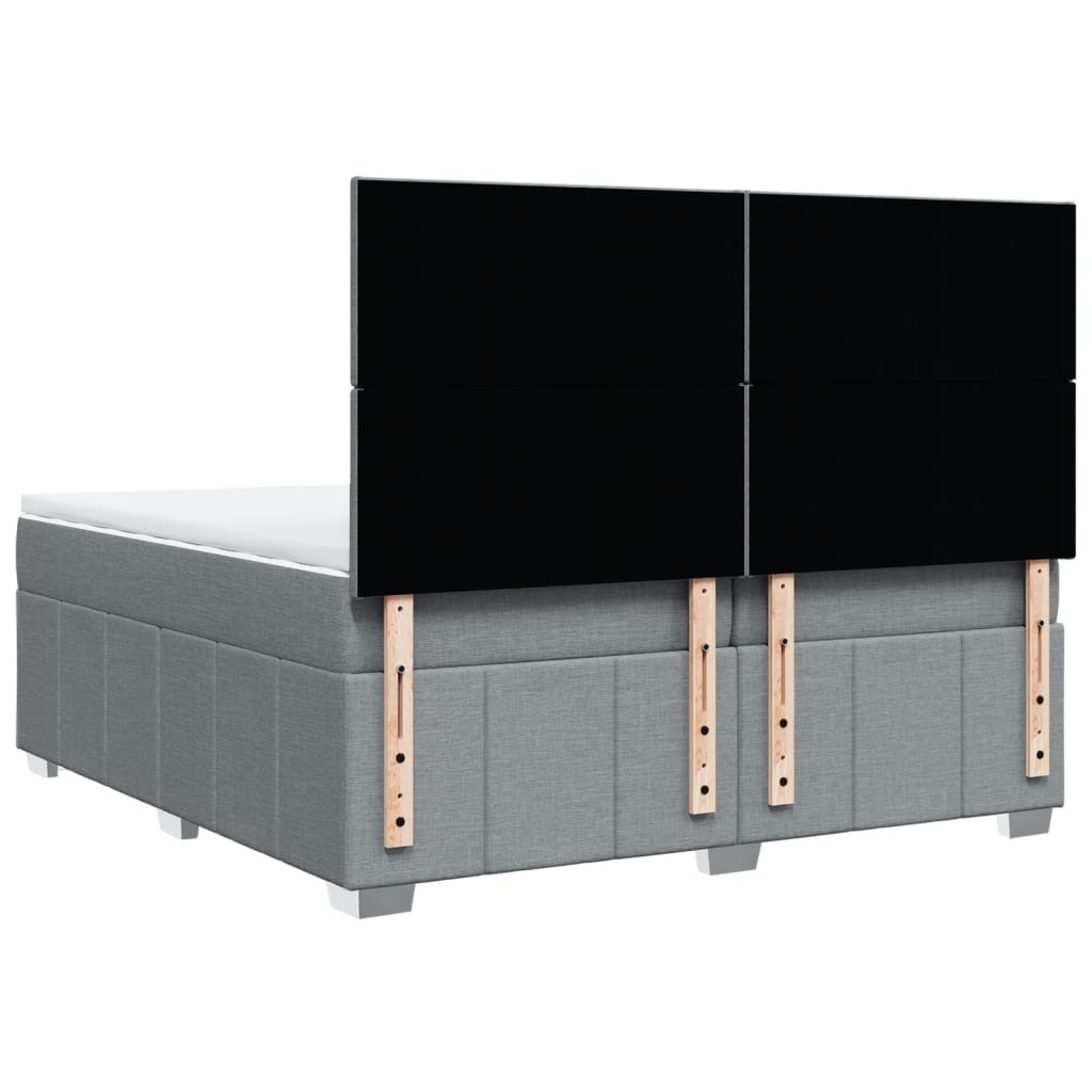 Giroletto a Molle con Materasso Grigio Chiaro 200x200cm Tessuto