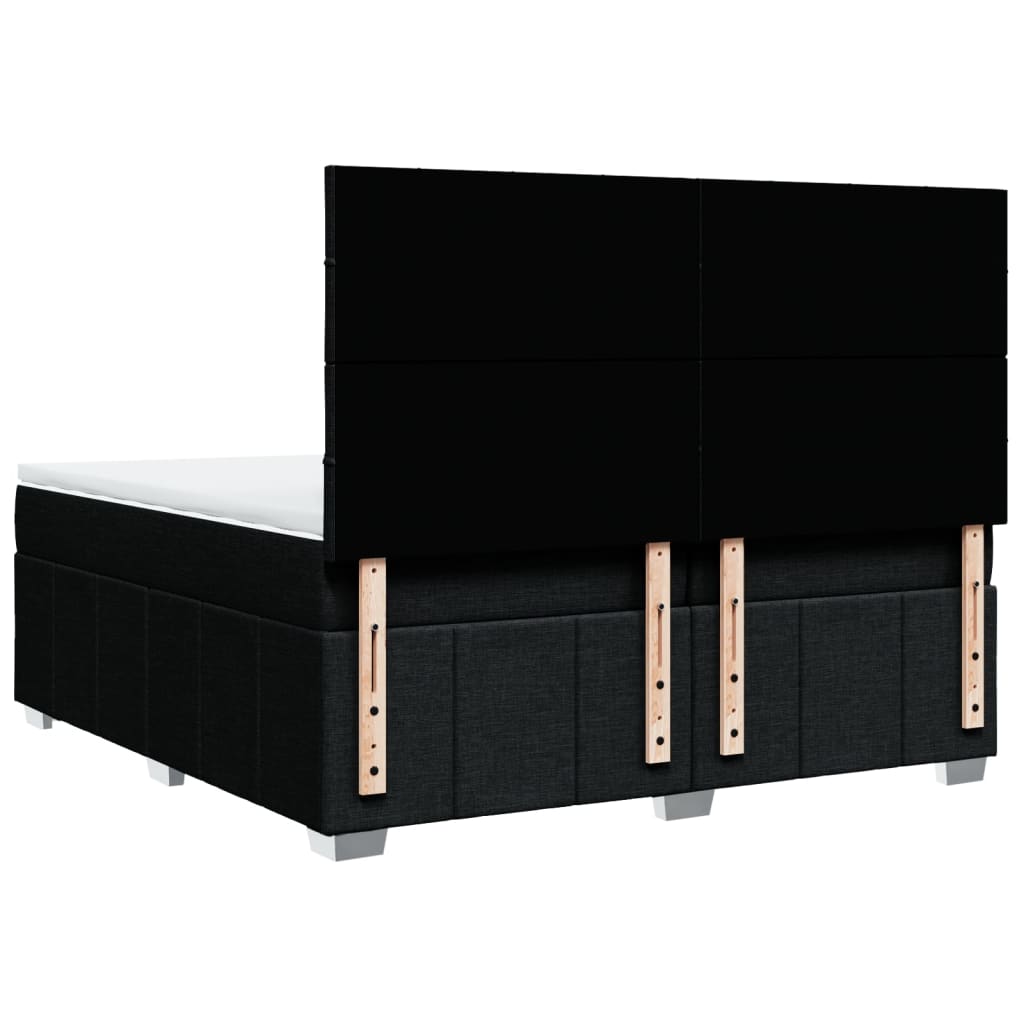 Giroletto a Molle con Materasso Nero 200x200 cm in Tessuto