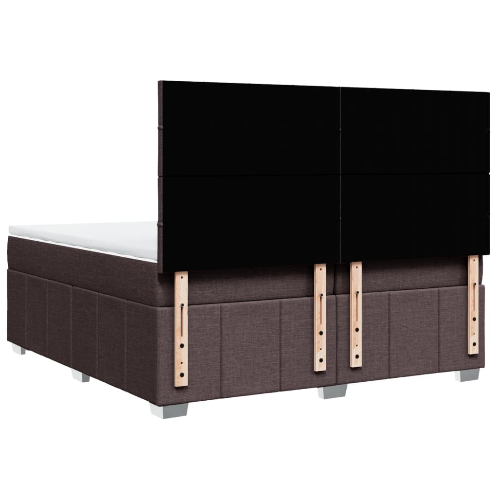 Giroletto a Molle con Materasso Marrone Scuro 200x200cm Tessuto