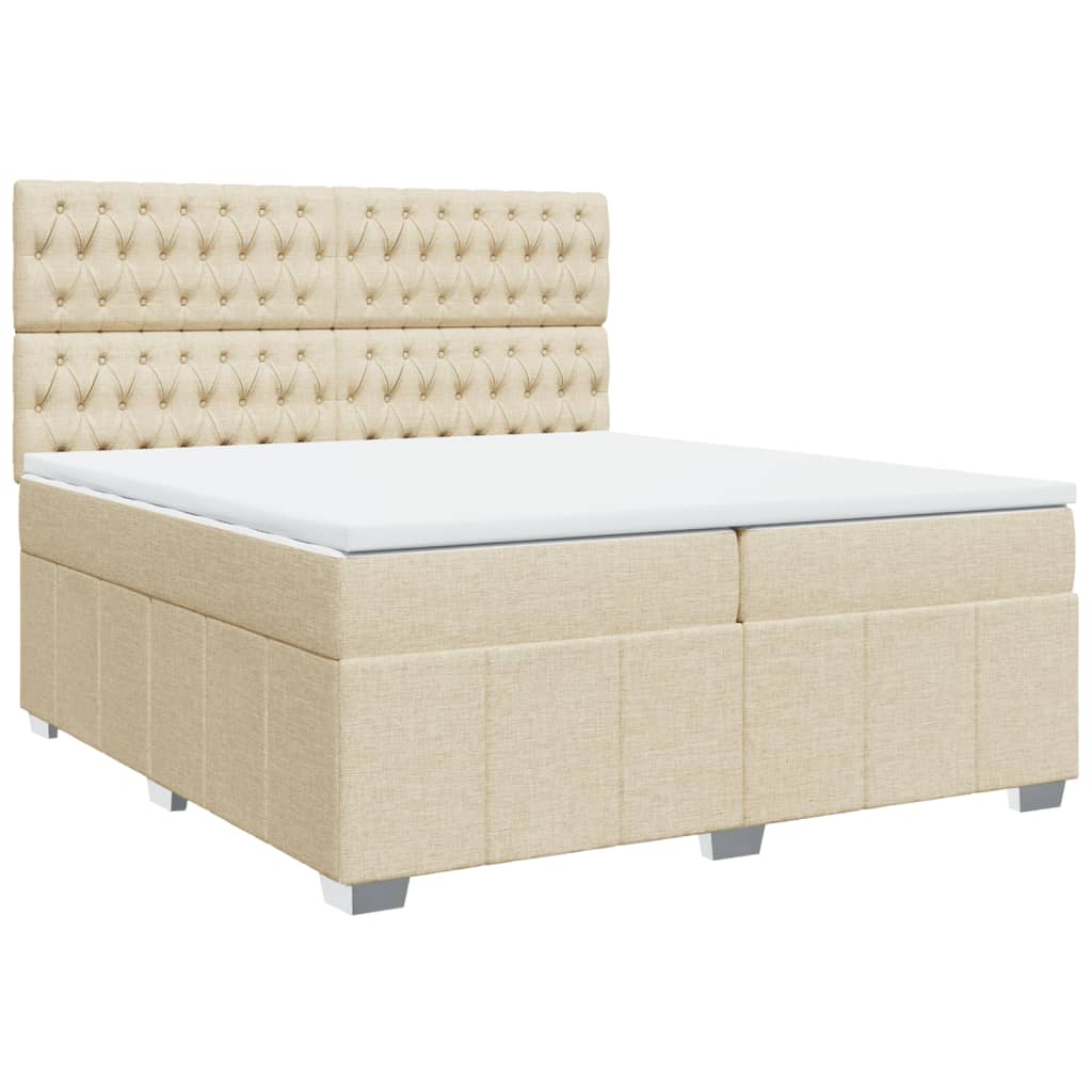 Giroletto a Molle con Materasso Crema 200x200 cm in Tessuto