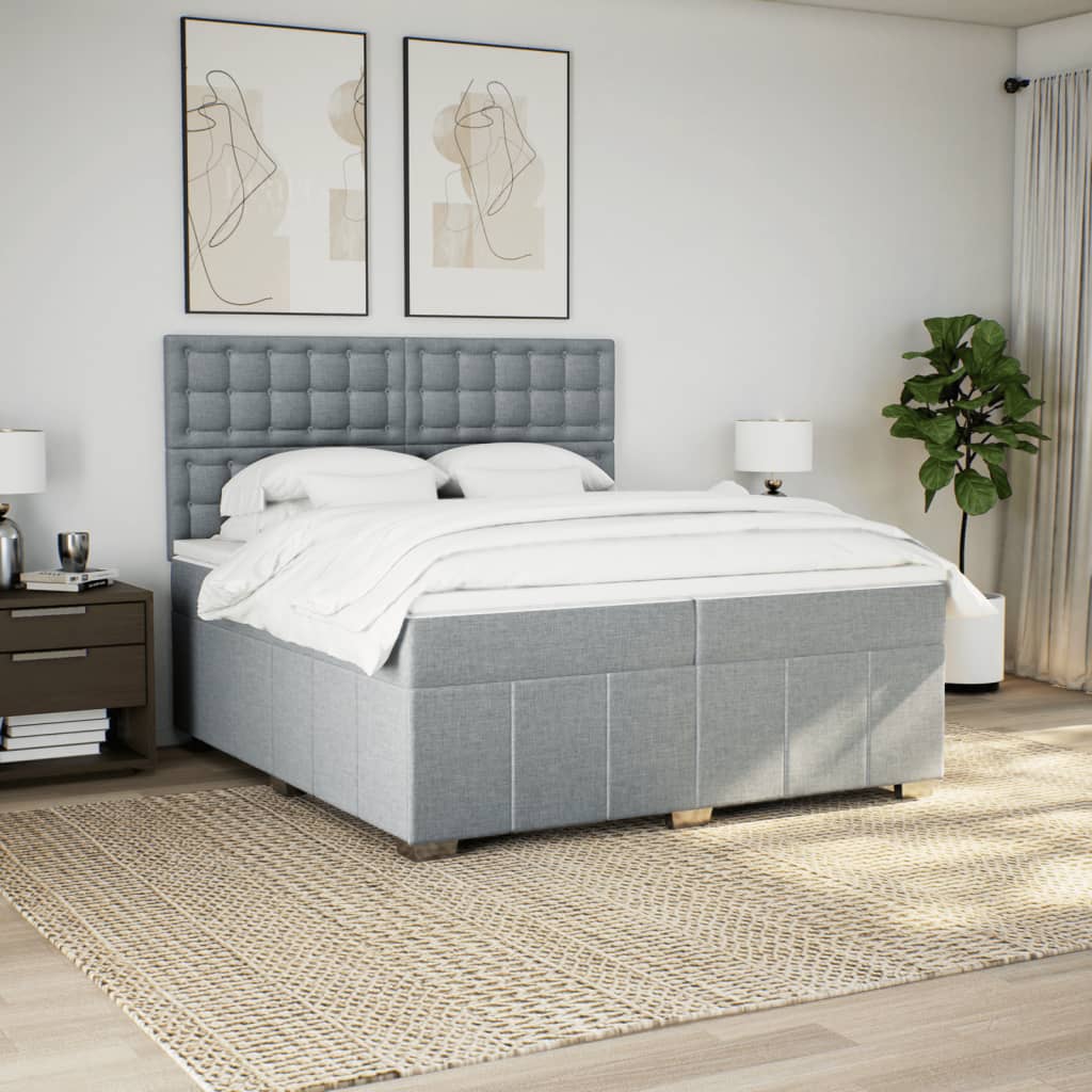 Giroletto a Molle con Materasso Grigio Chiaro 200x200cm Tessuto