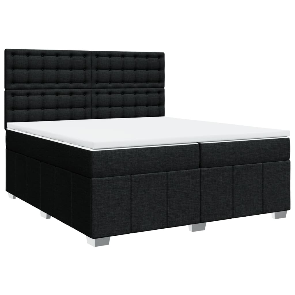 Giroletto a Molle con Materasso Nero 200x200 cm in Tessuto