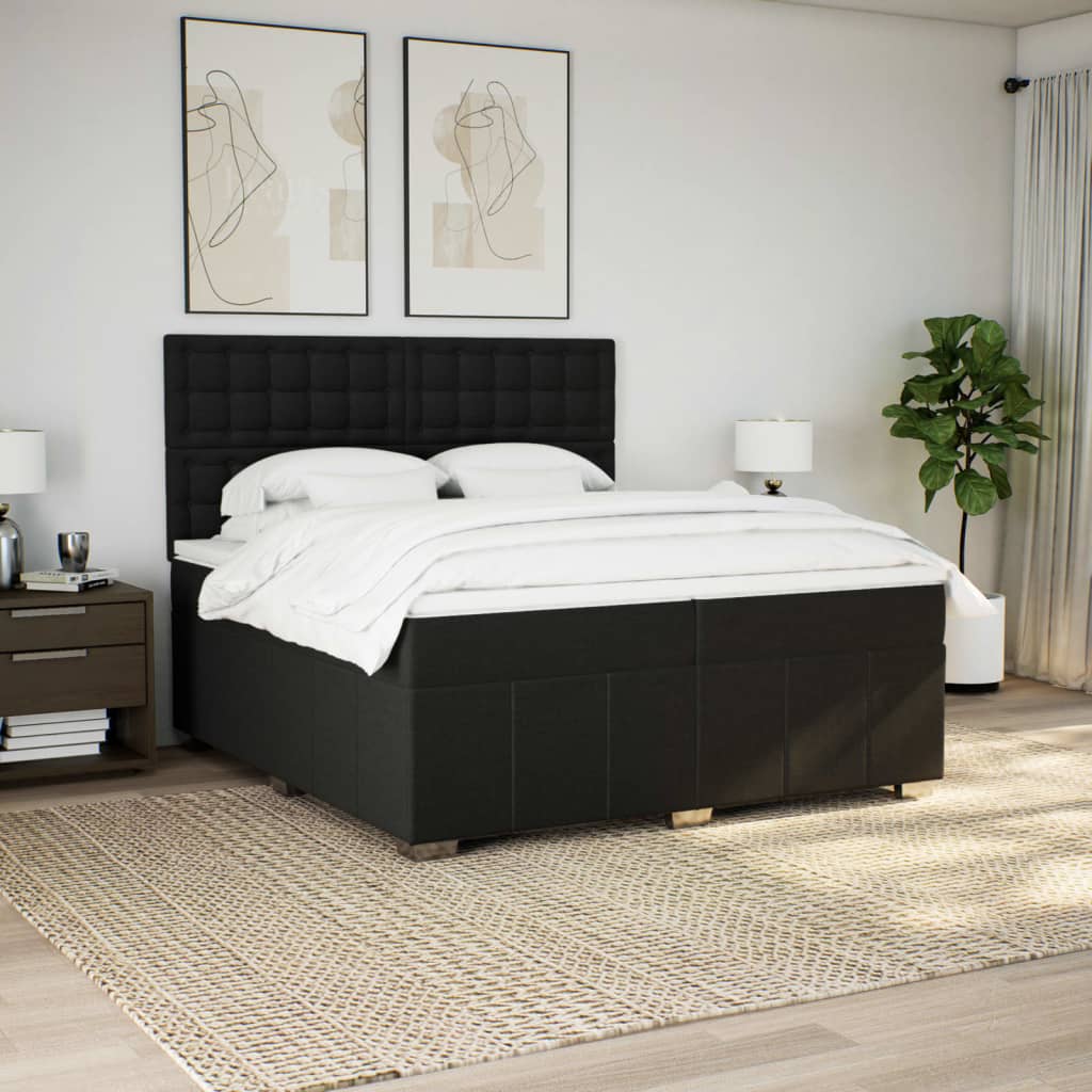 Giroletto a Molle con Materasso Nero 200x200 cm in Tessuto