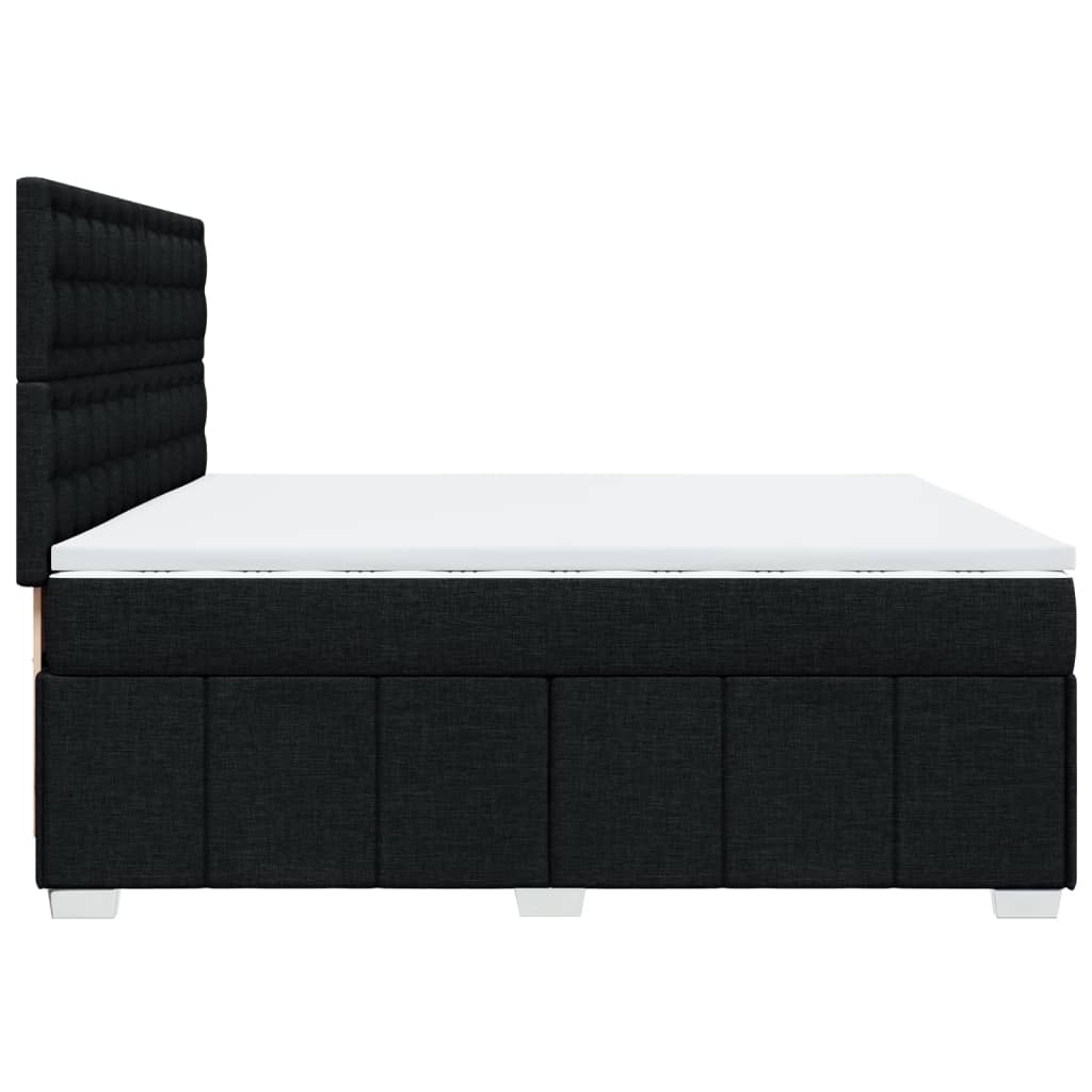 Giroletto a Molle con Materasso Nero 200x200 cm in Tessuto