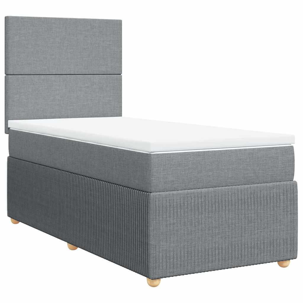 Giroletto a Molle con Materasso Grigio Chiaro 90x190 cm Tessuto