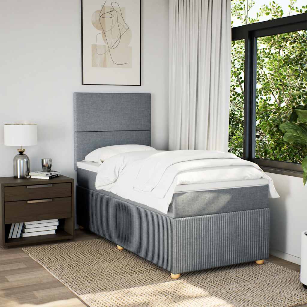 Giroletto a Molle con Materasso Grigio Chiaro 90x190 cm Tessuto