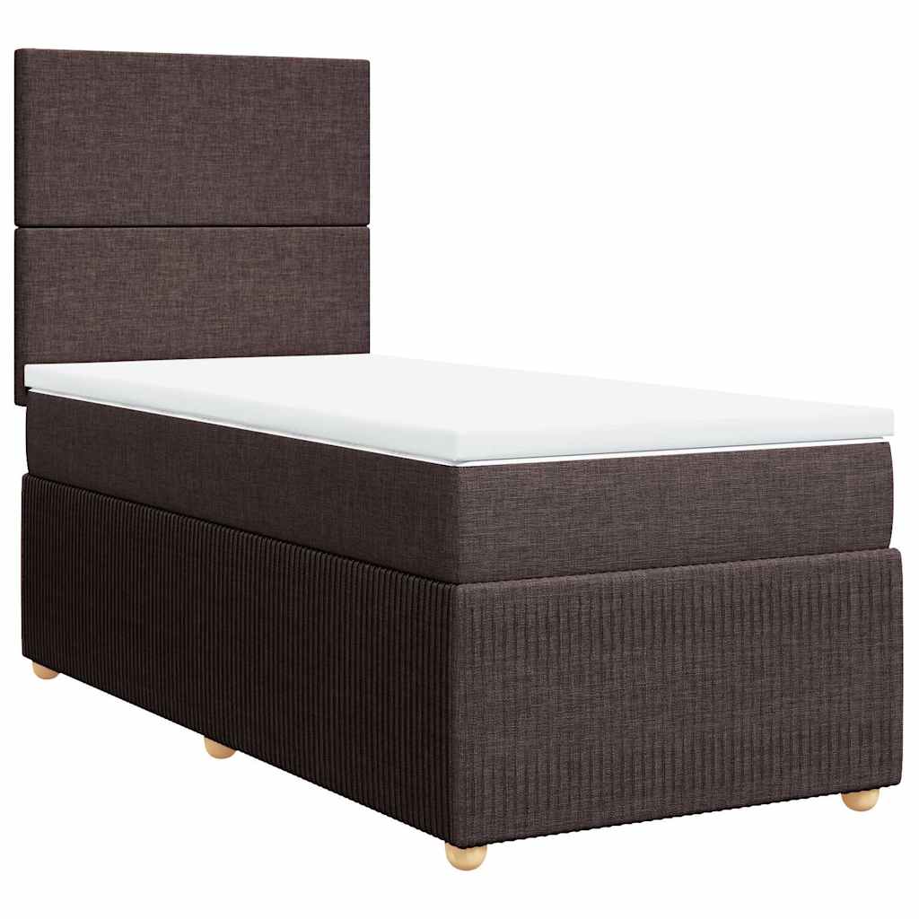 Giroletto a Molle con Materasso Marrone Scuro 90x190cm Tessuto