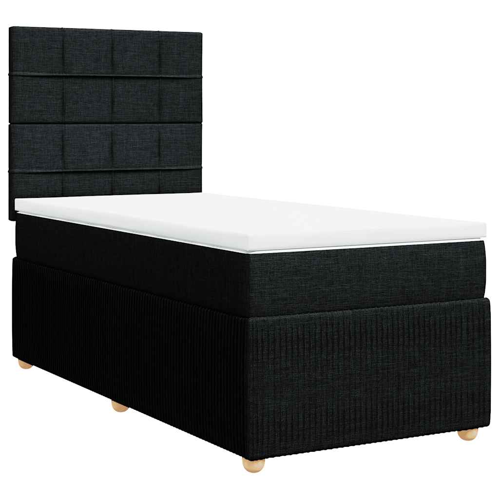 Giroletto a Molle con Materasso Nero 90x190 cm in Tessuto
