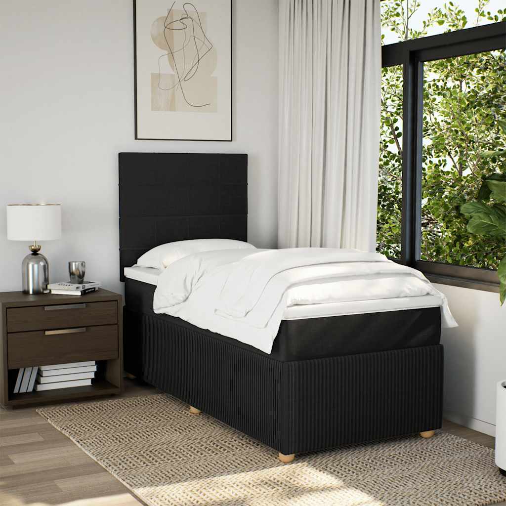 Giroletto a Molle con Materasso Nero 90x190 cm in Tessuto