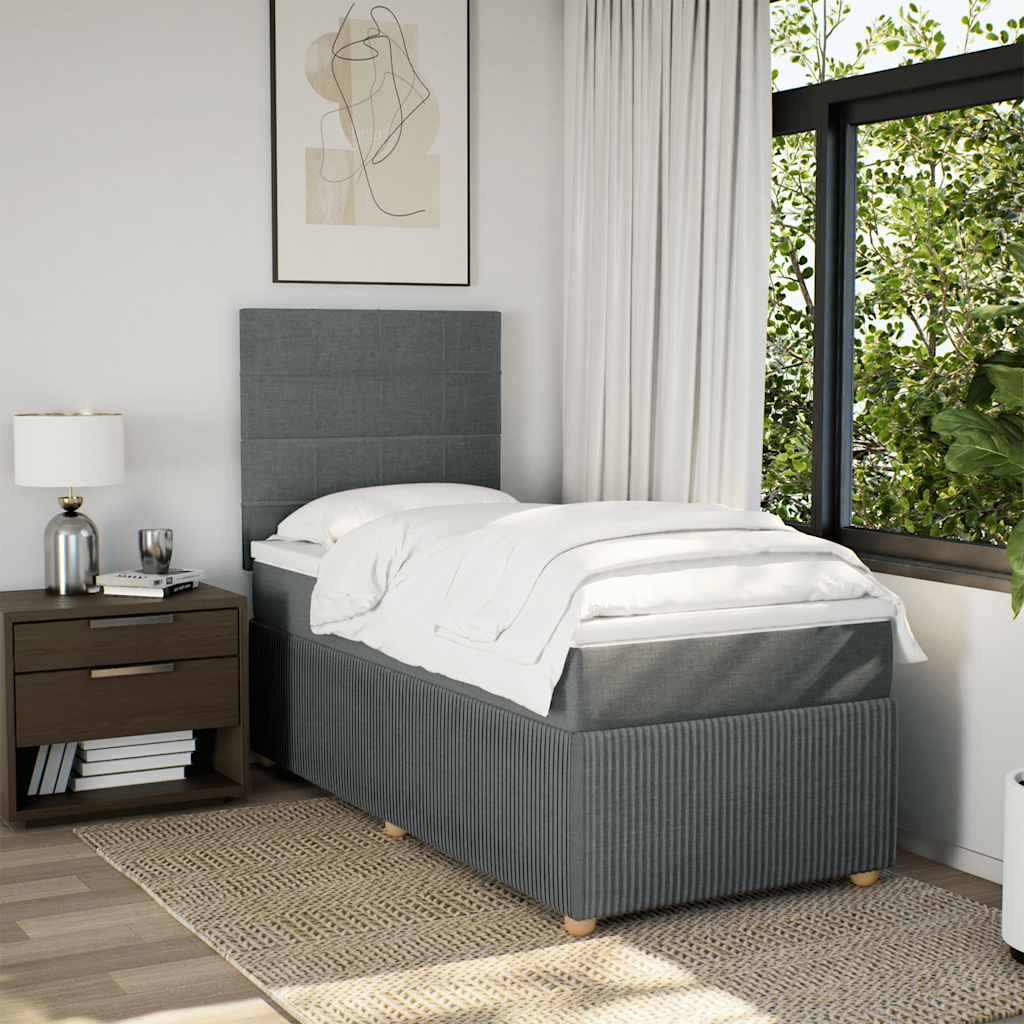 Giroletto a Molle con Materasso Grigio Scuro 90x200 cm Tessuto