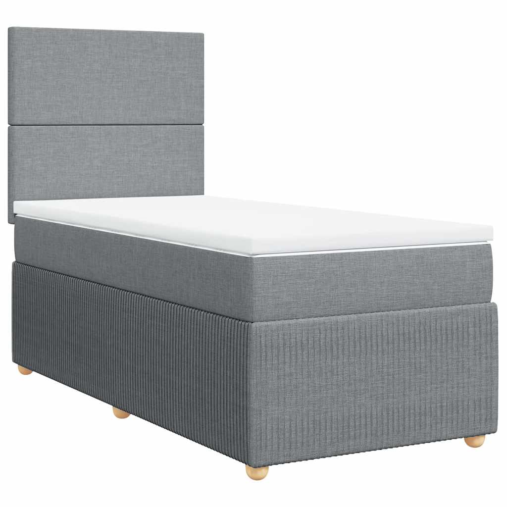 Giroletto a Molle con Materasso Grigio Chiaro100x200 cm Tessuto