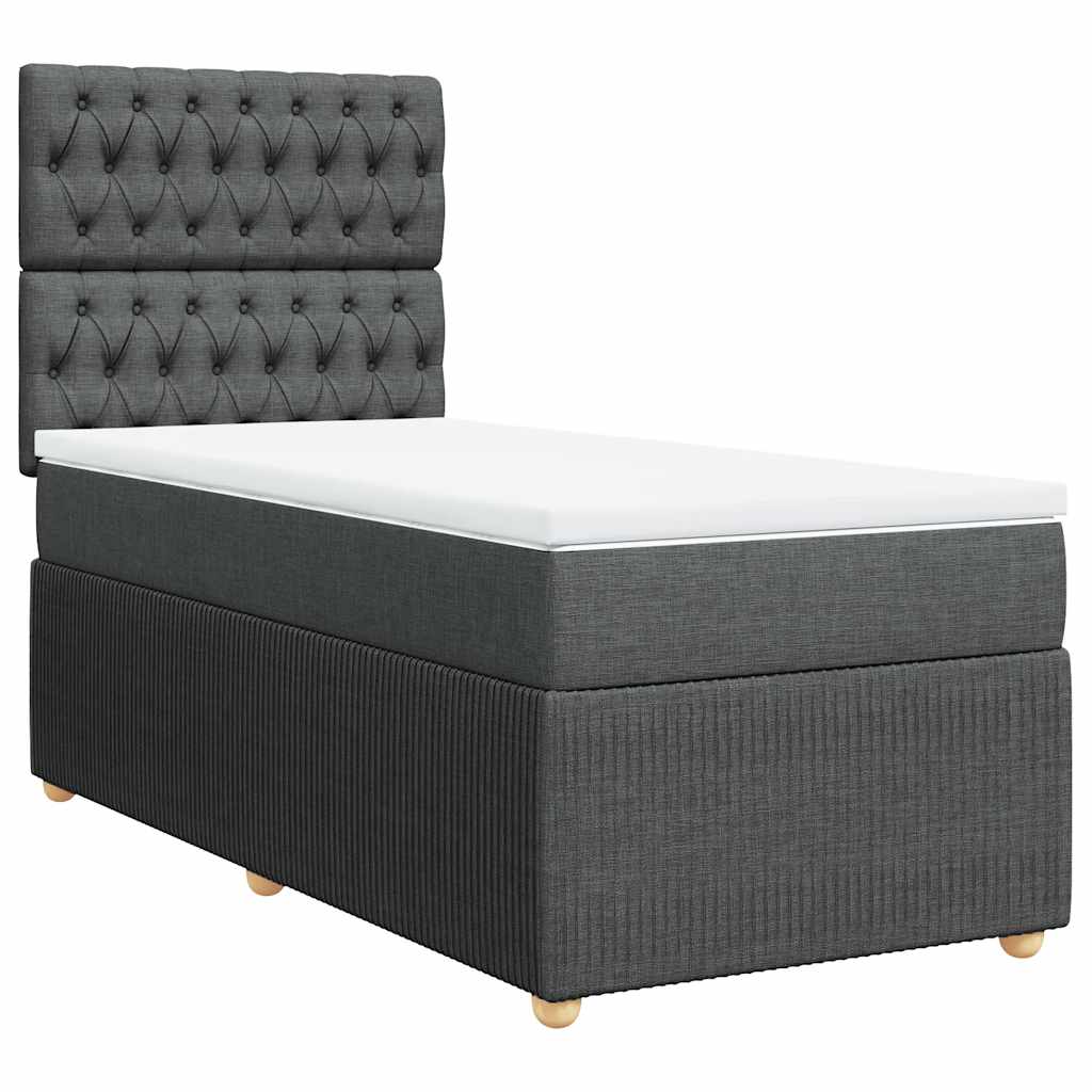 Giroletto a Molle con Materasso Grigio Scuro 100x200 cm Tessuto