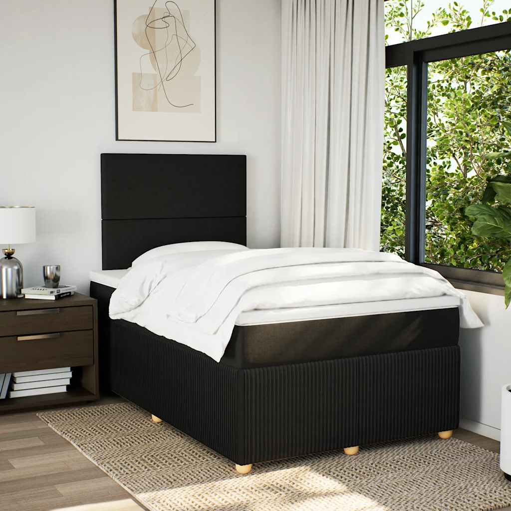 Giroletto a Molle con Materasso Nero 120x190 cm in Tessuto