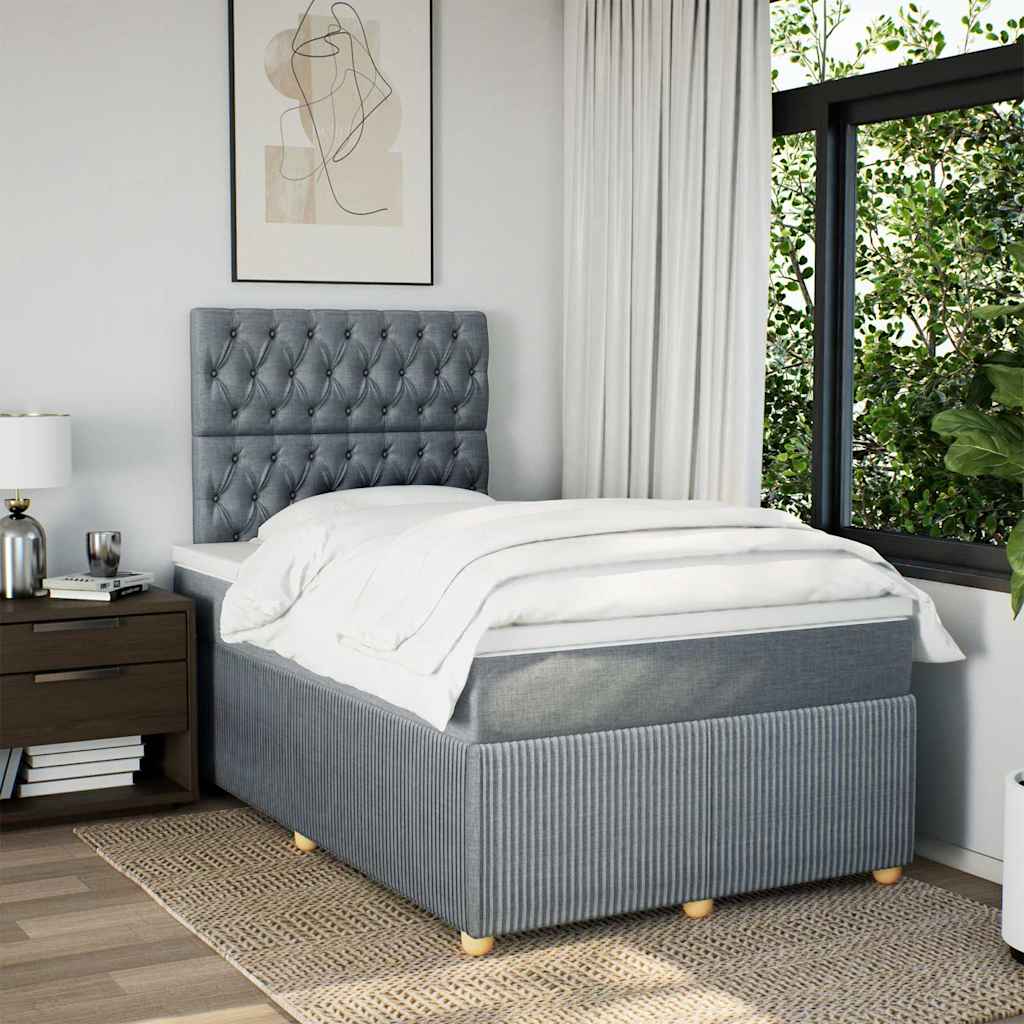 Giroletto a Molle con Materasso Grigio Chiaro 120x190cm Tessuto
