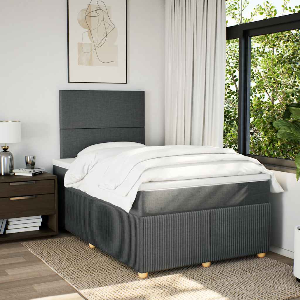 Giroletto a Molle con Materasso Grigio Scuro 120x200 cm Tessuto