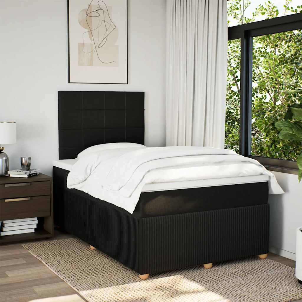 Giroletto a Molle con Materasso Nero 120x200 cm in Tessuto