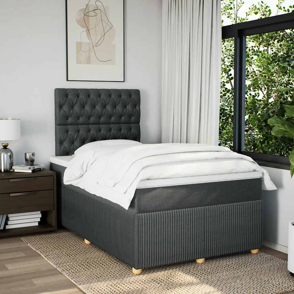 Giroletto a Molle con Materasso Grigio Scuro 120x200 cm Tessuto