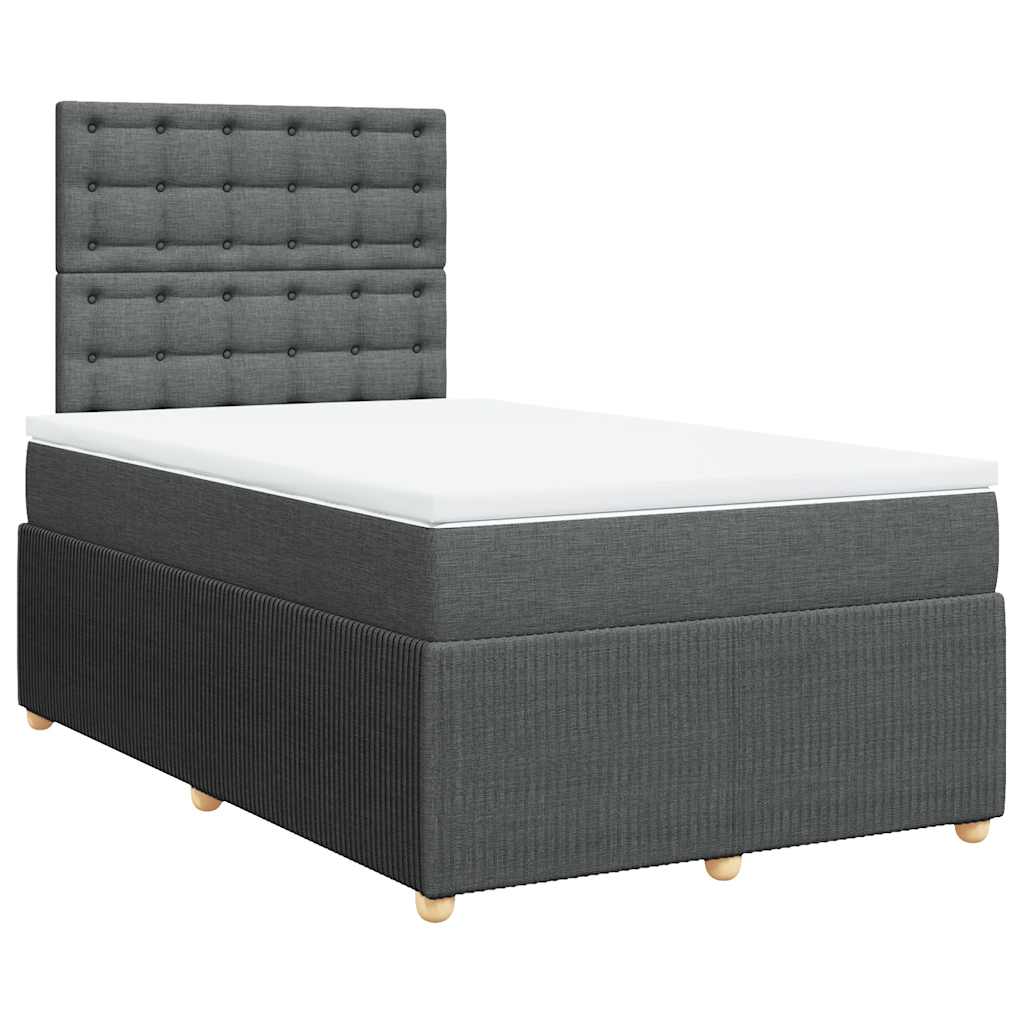 Giroletto a Molle con Materasso Grigio Scuro 120x200 cm Tessuto