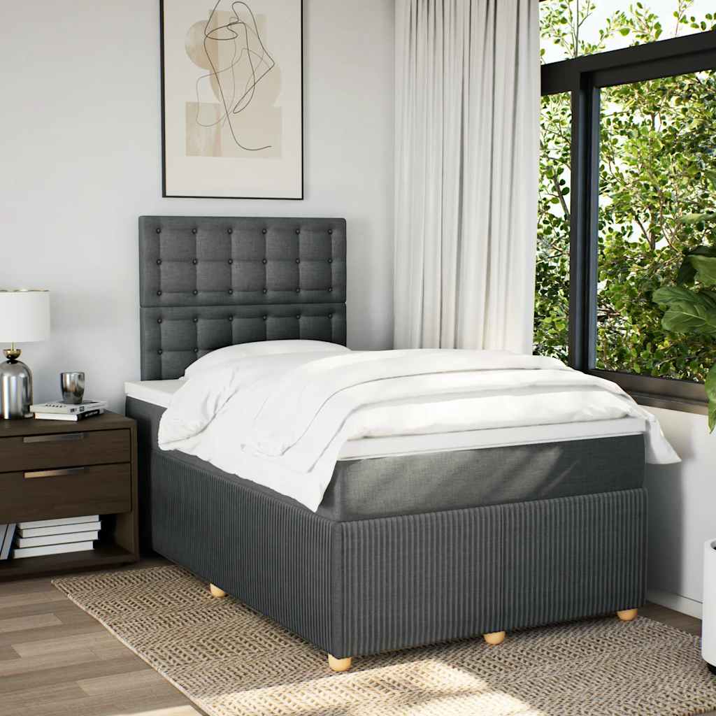 Giroletto a Molle con Materasso Grigio Scuro 120x200 cm Tessuto