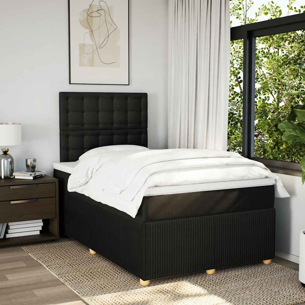Giroletto a Molle con Materasso Nero 120x200 cm in Tessuto
