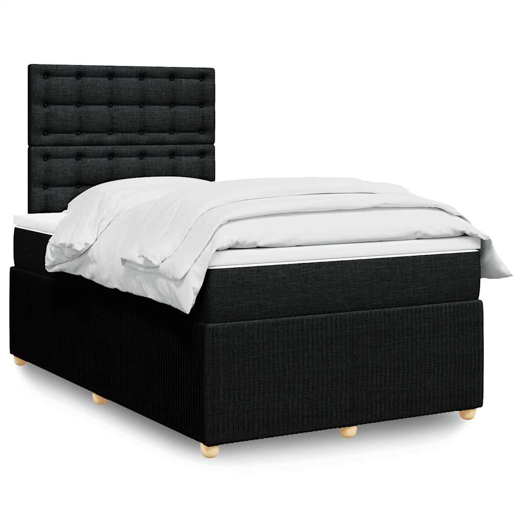 Giroletto a Molle con Materasso Nero 120x200 cm in Tessuto