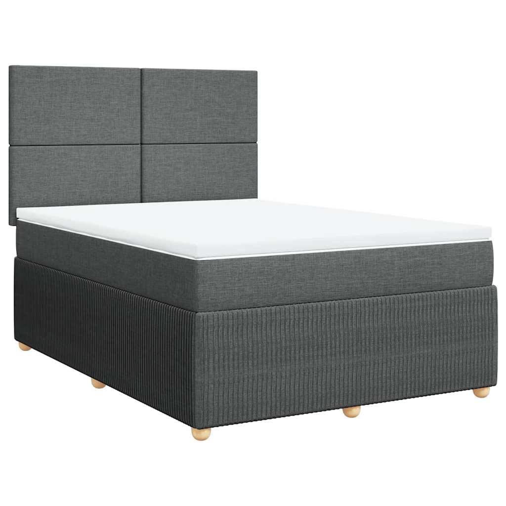 Giroletto a Molle con Materasso Grigio Scuro 140x200cm Tessuto