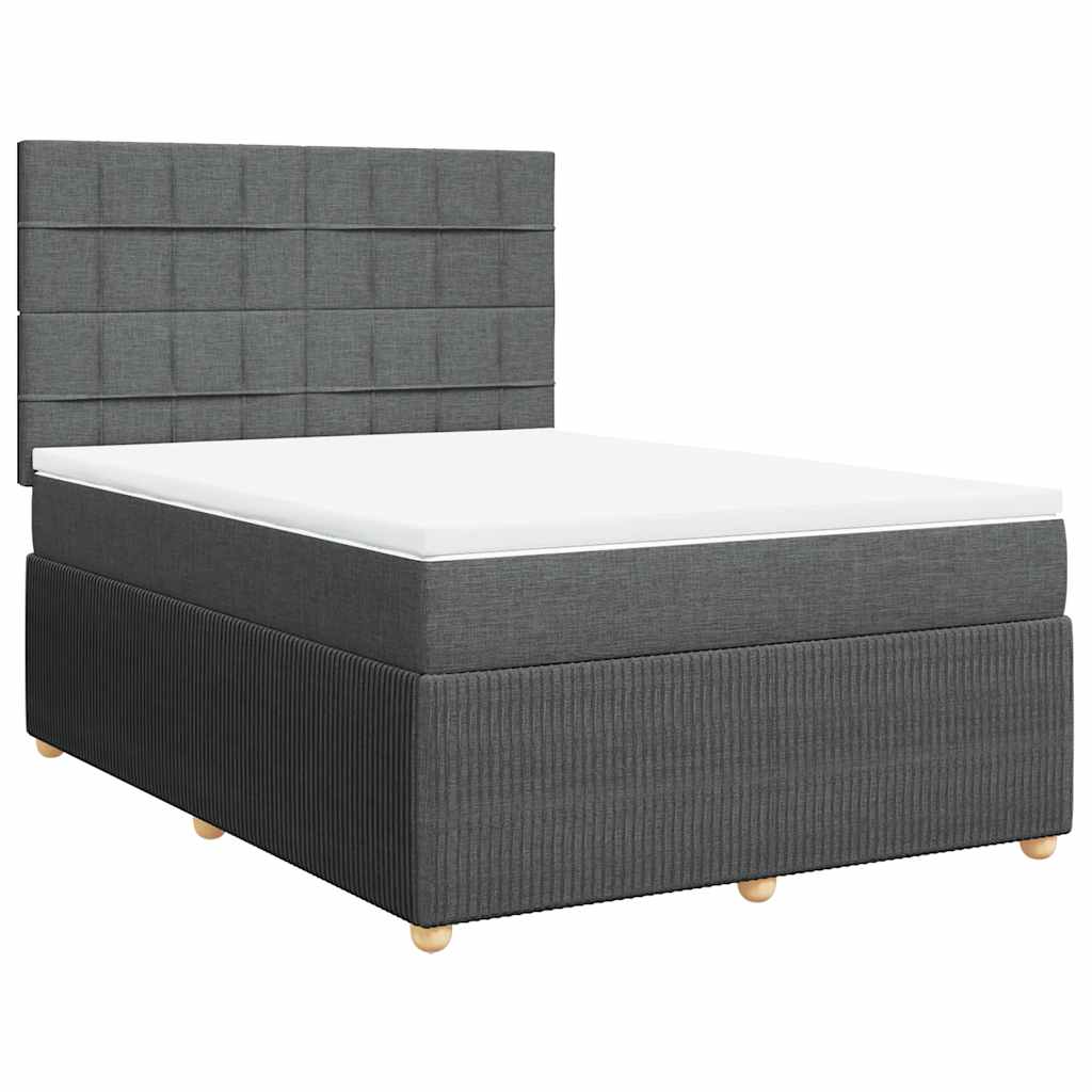Giroletto a Molle con Materasso Grigio Scuro 140x200cm Tessuto