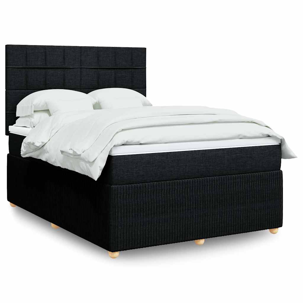 Giroletto a Molle con Materasso Nero 140x200 cm in Tessuto