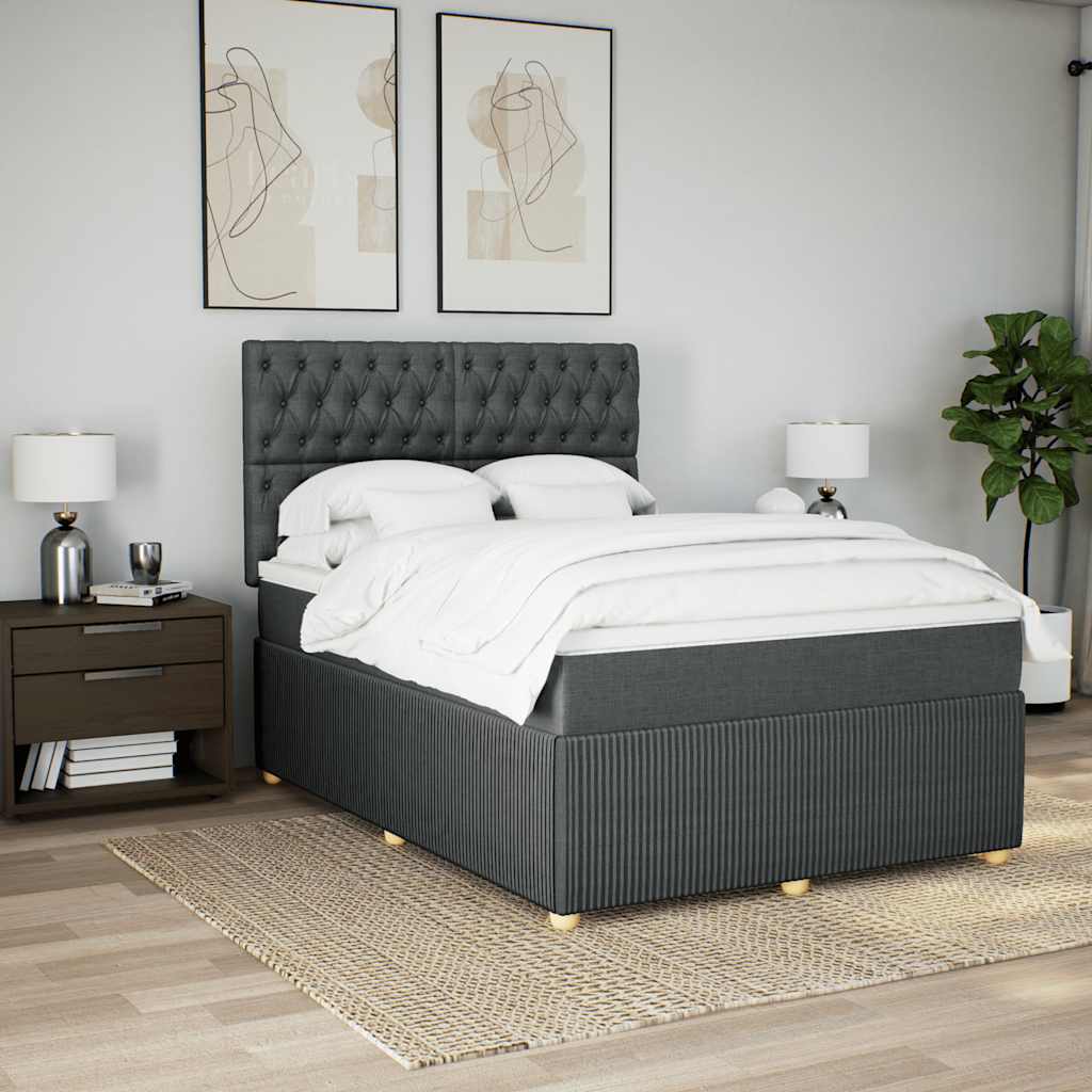 Giroletto a Molle con Materasso Grigio Scuro 140x200cm Tessuto