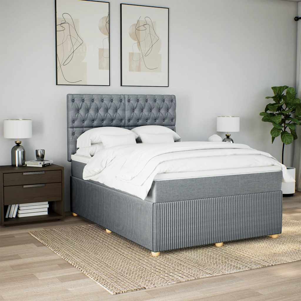 Giroletto a Molle con Materasso Grigio Chiaro 160x200cm Tessuto