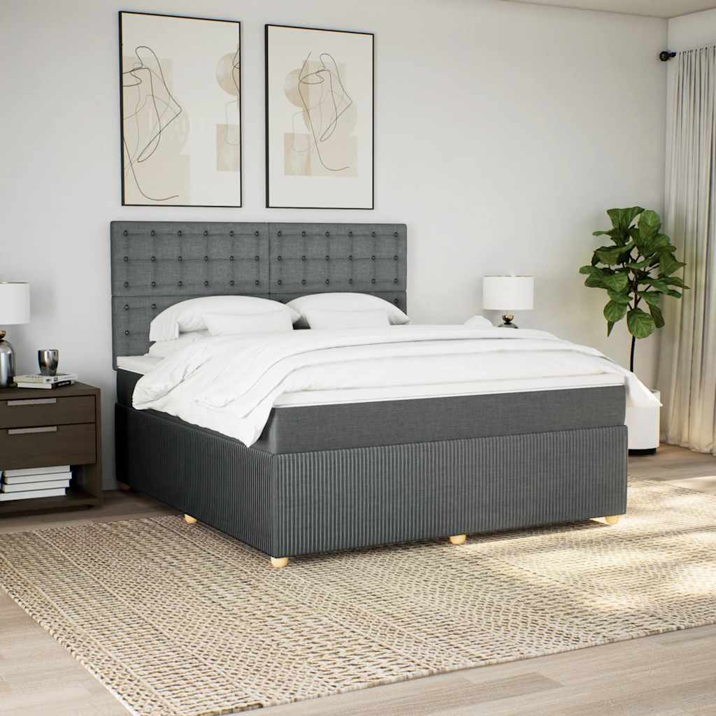 Giroletto a Molle con Materasso Grigio Scuro 180x200 cm Tessuto